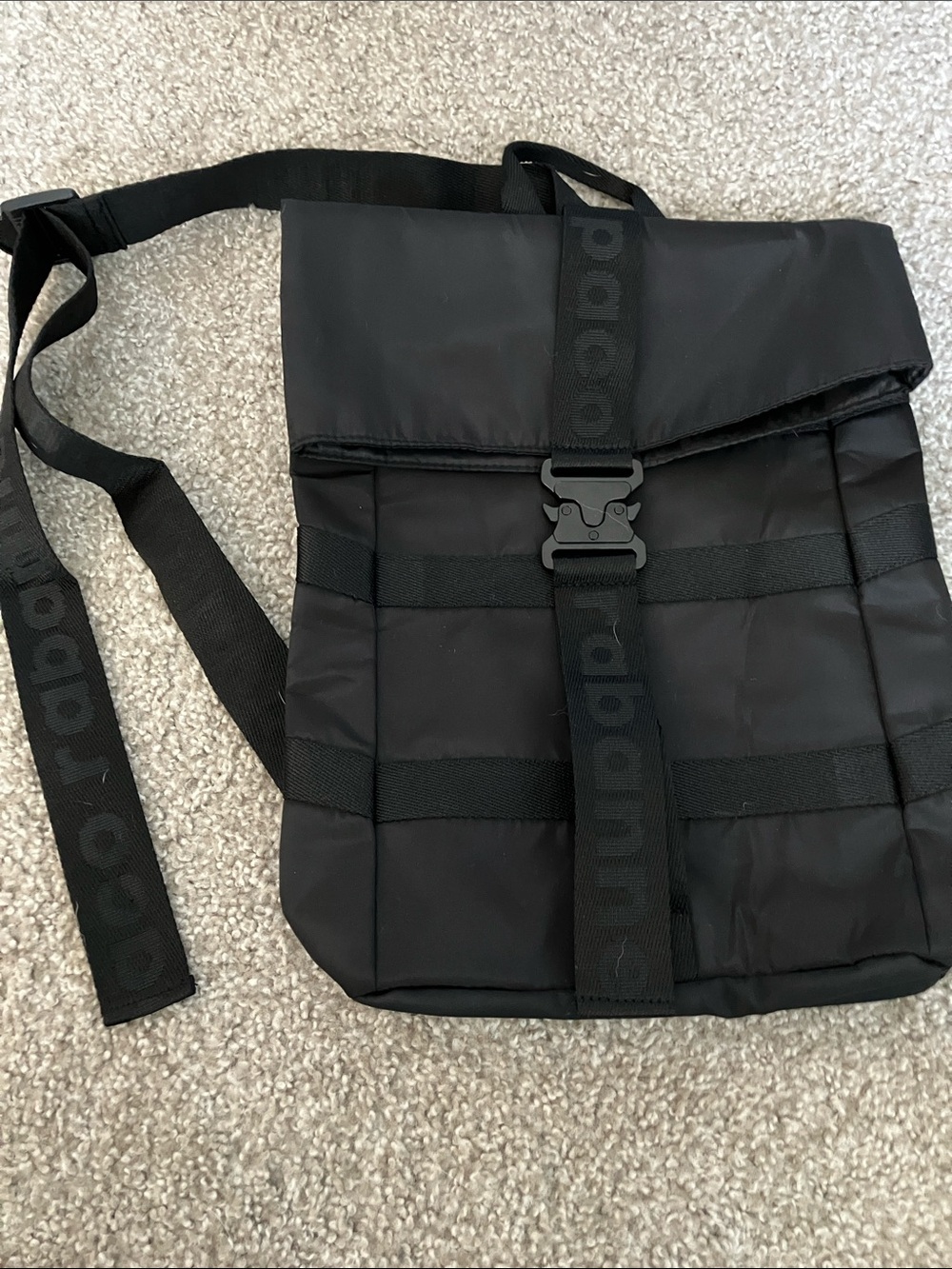 Paco Rabanne Black Backpack with Modern Design One Shoulder Strap New